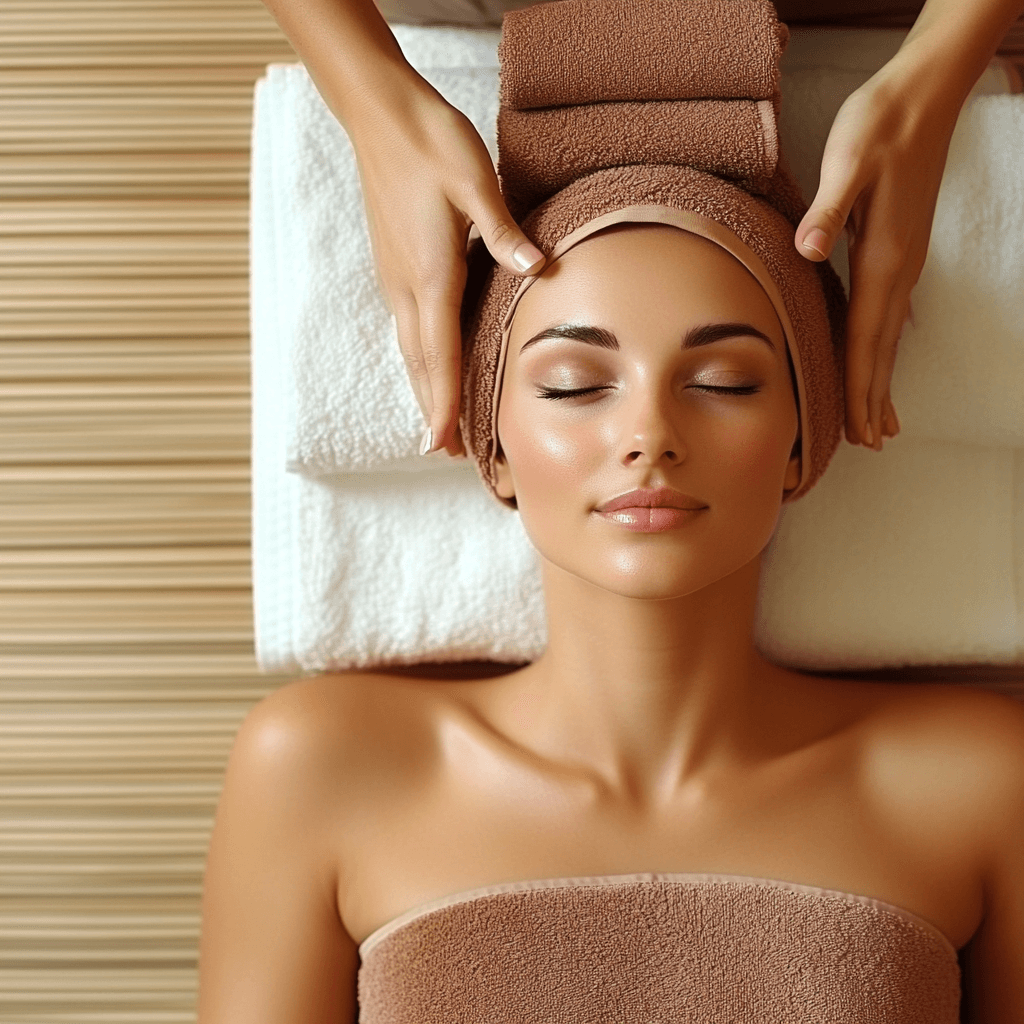 Picture of a woman receiving a face massage in a spa